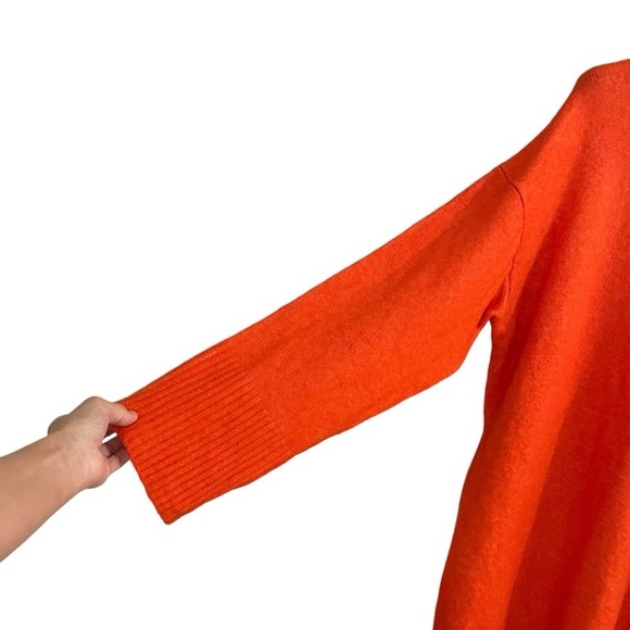 ZARA Oversized Knit Turtleneck Sweater Midi Dress Orange M - Picture 6 of 15